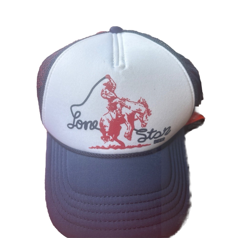 Lone Star Beer Hat Cap Snap Back Navy White Trucker Mesh American Needle